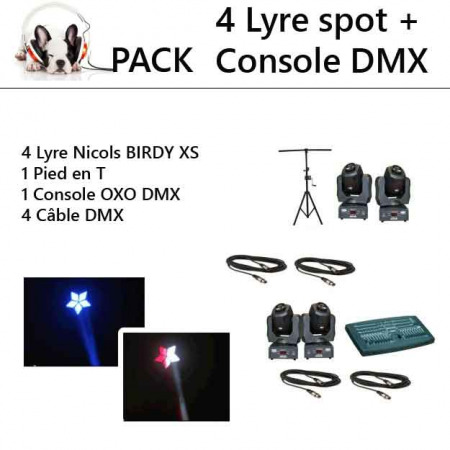 pack 4 lyre sono 450x450 - Location pack 4 Lyres spot+Console DMX : kit d'éclairage complet pour soirée