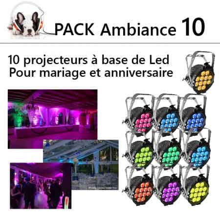 pack ambiance lumiÃ©re mariage anniversaire 10 450x450 - Location pack ambiance : 10 projecteurs a led kit d'éclairage